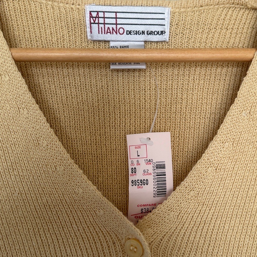 VTG Milano Short Sleeve Button Up Cardigan Women&rsquo;s Large Old Stock Granny Core