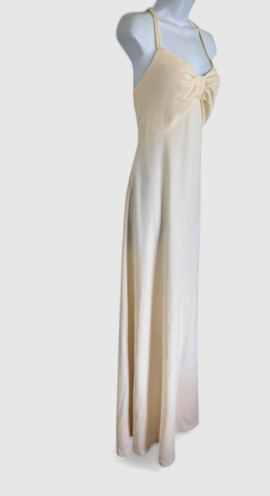 Vtg 70s Disco Prom Maxi Dress XS Party Sleeveless Stretch Zip Montgomery Ward