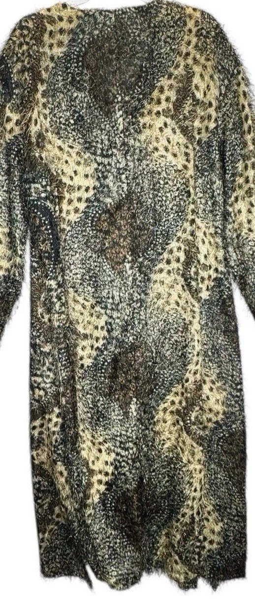 Edel Artsy Animal Print Long Statement Duster Cardigan Vintage Eclectic Boho OS