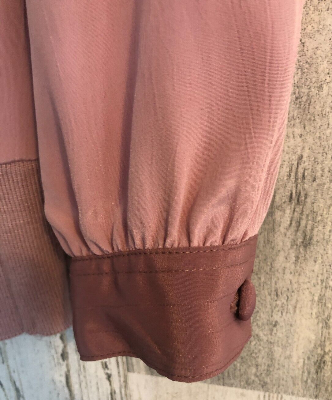 vtg ANDREA GAYLE Rose Pink Silky Blouse Sz 8 Long Blouson Sleeves Pullover 80s