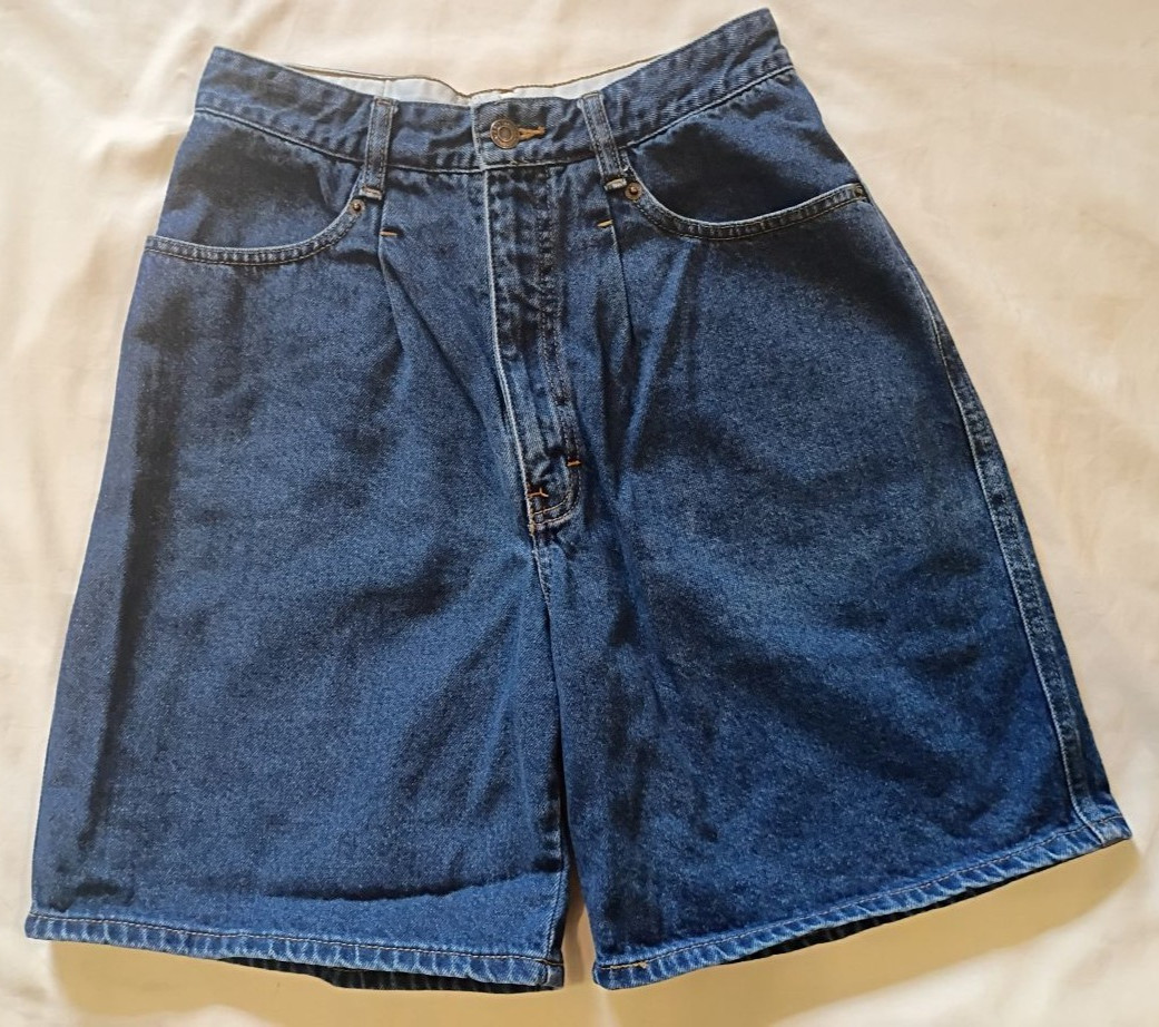 Brittania Baggy Fit 90s VTG Mom Shorts Cotton Denim High Rise Sz 8 Pleated 28&Prime;