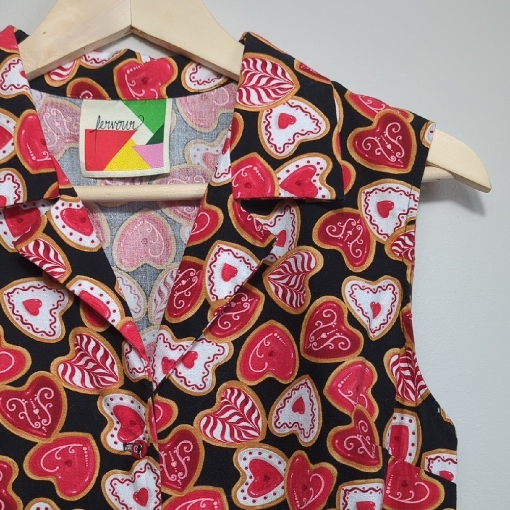 Vtg Style Fervour Modcloth Heart Cookie Dress Valentine&rsquo;s Day Retro Pinup Med Lg