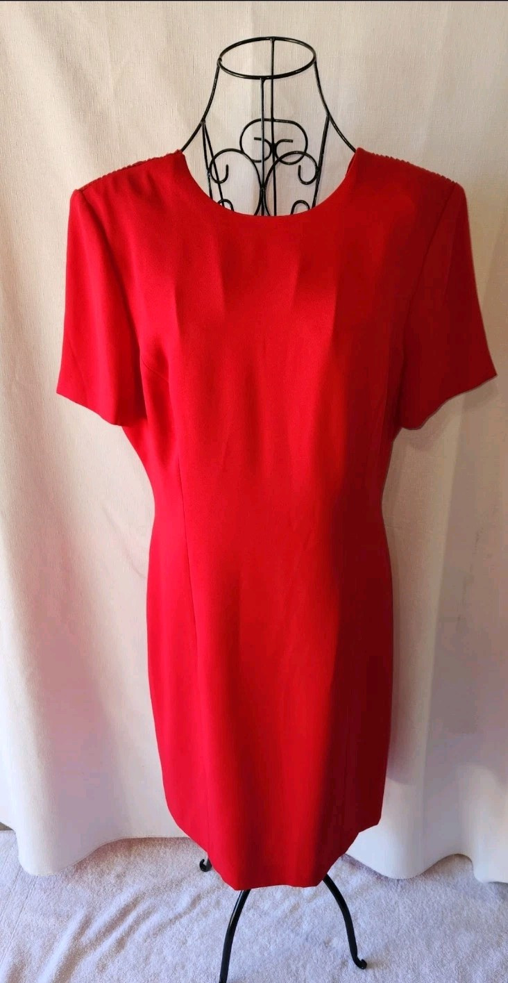 Donna Morgan Red Beaded/ Embroidered Chiffon Dress Formal/Cocktail Dress Sz 10