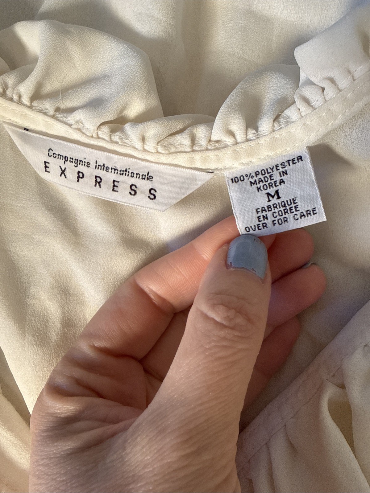 Vtg 90s Express Ivory Ruffle Romantic Poet Blouse Coquette Cottage Renaissance M