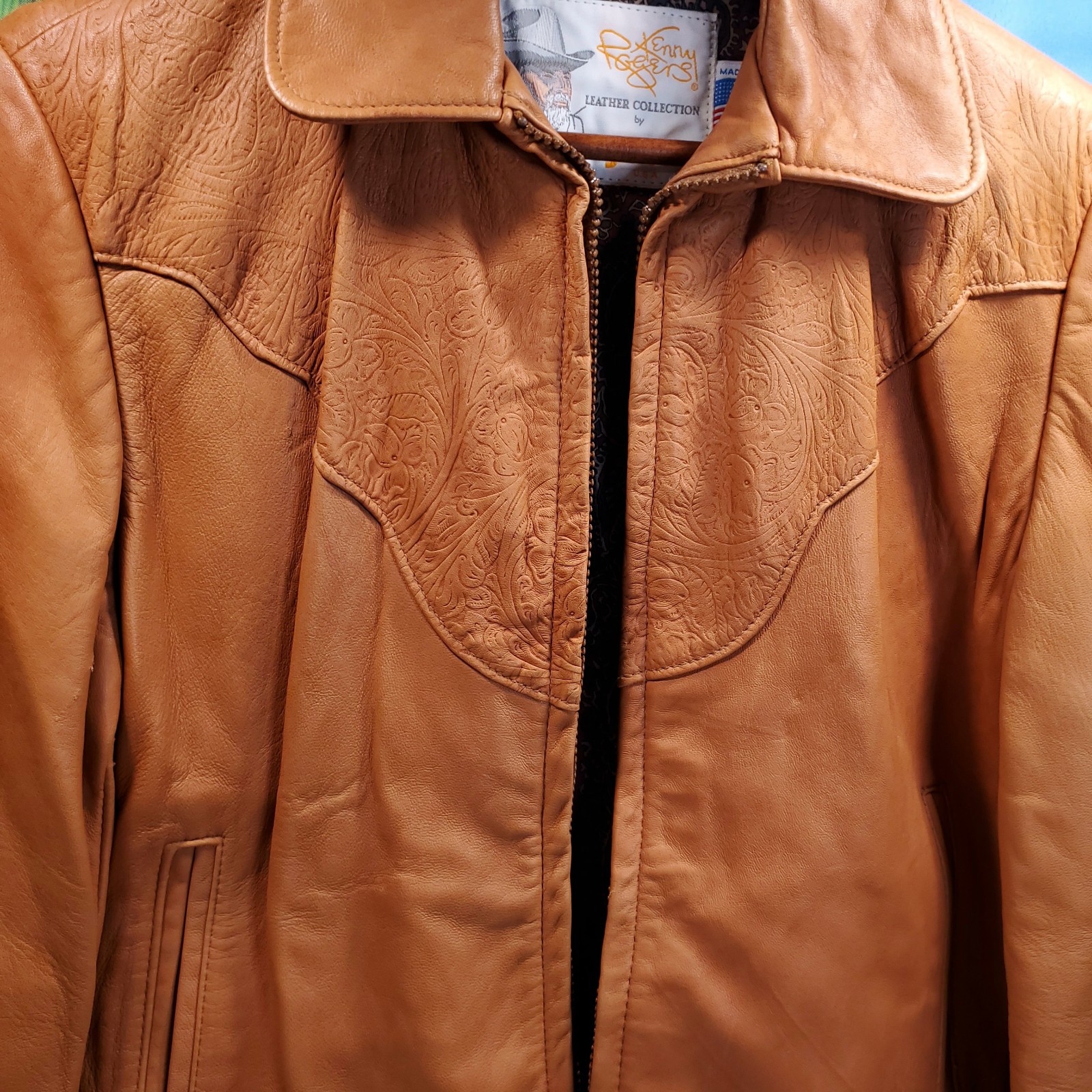 VTG Kenny Rogers Leather Jacket Western Lambskin Women Size 12 USA made Schott