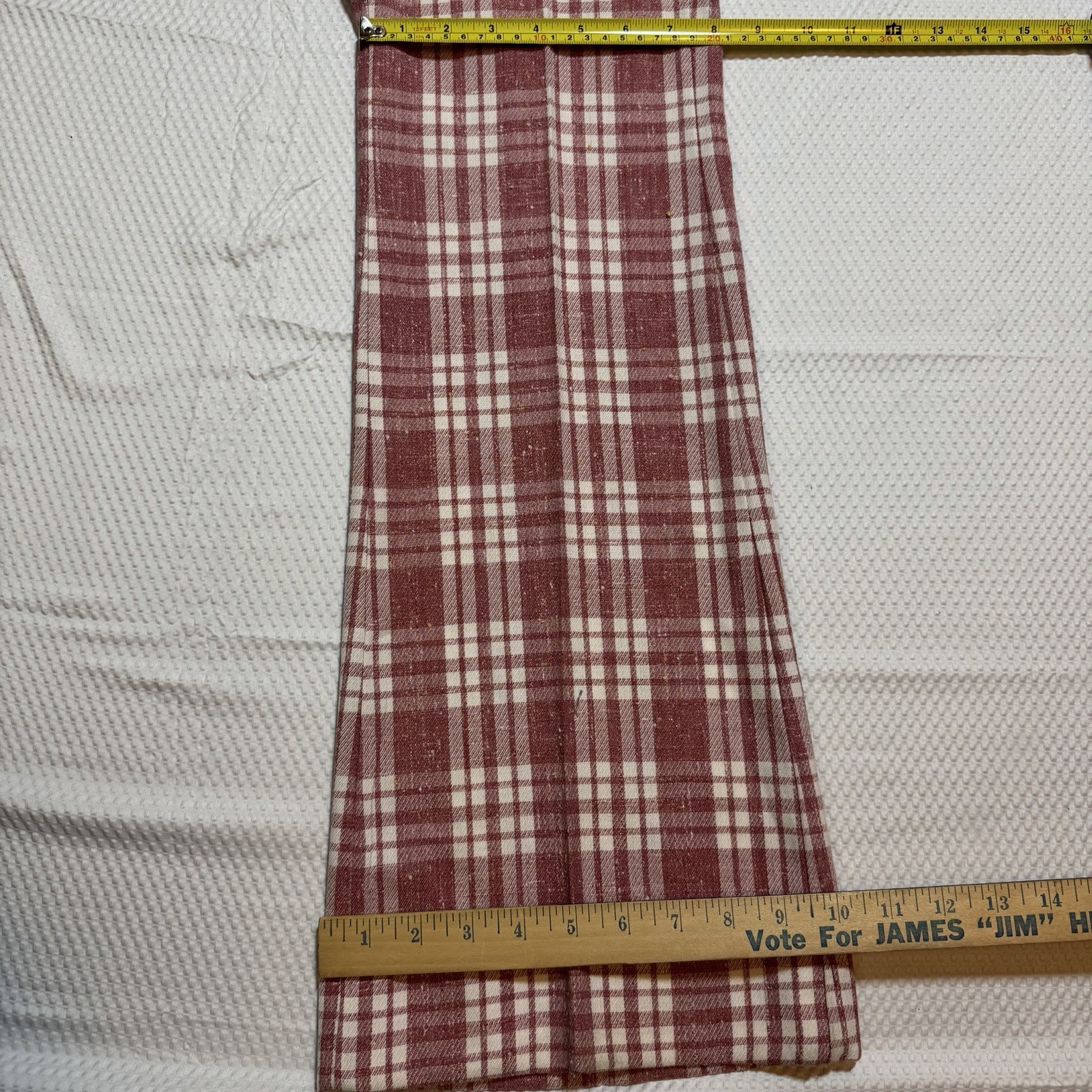 True Vintage 1970s Wrangler Plaid Red Bell Bottoms Disco Pants Twill USA 32×34
