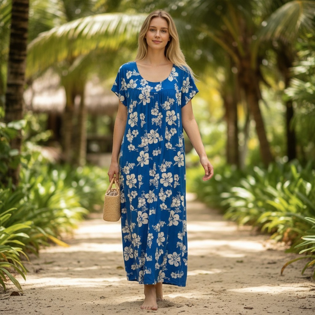 Ui Maikai Vintage Hawaiian Long Maxi Dress Made In Hawaii 60&rsquo;s 70&rsquo;s Caftan S/M