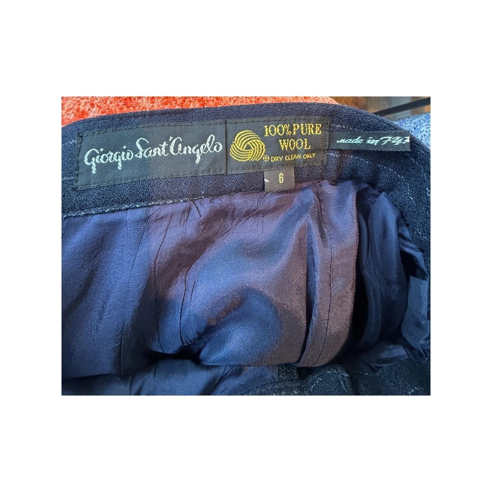 VTG Giorgio Sant&rsquo;Angelo 100% Wool Pinstripe Trousers Navy Blue 70s Academia sz 6