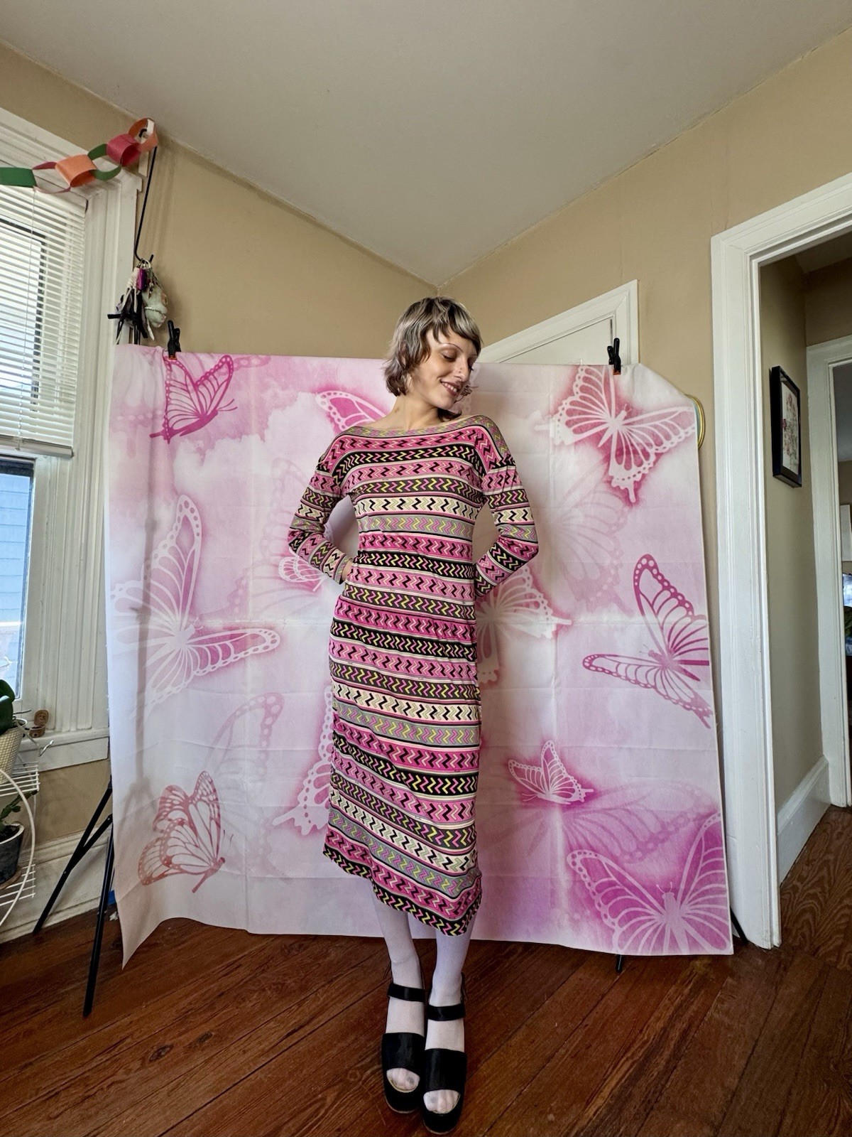 1960s Emilio Pucci Z Print Midi Length Dress