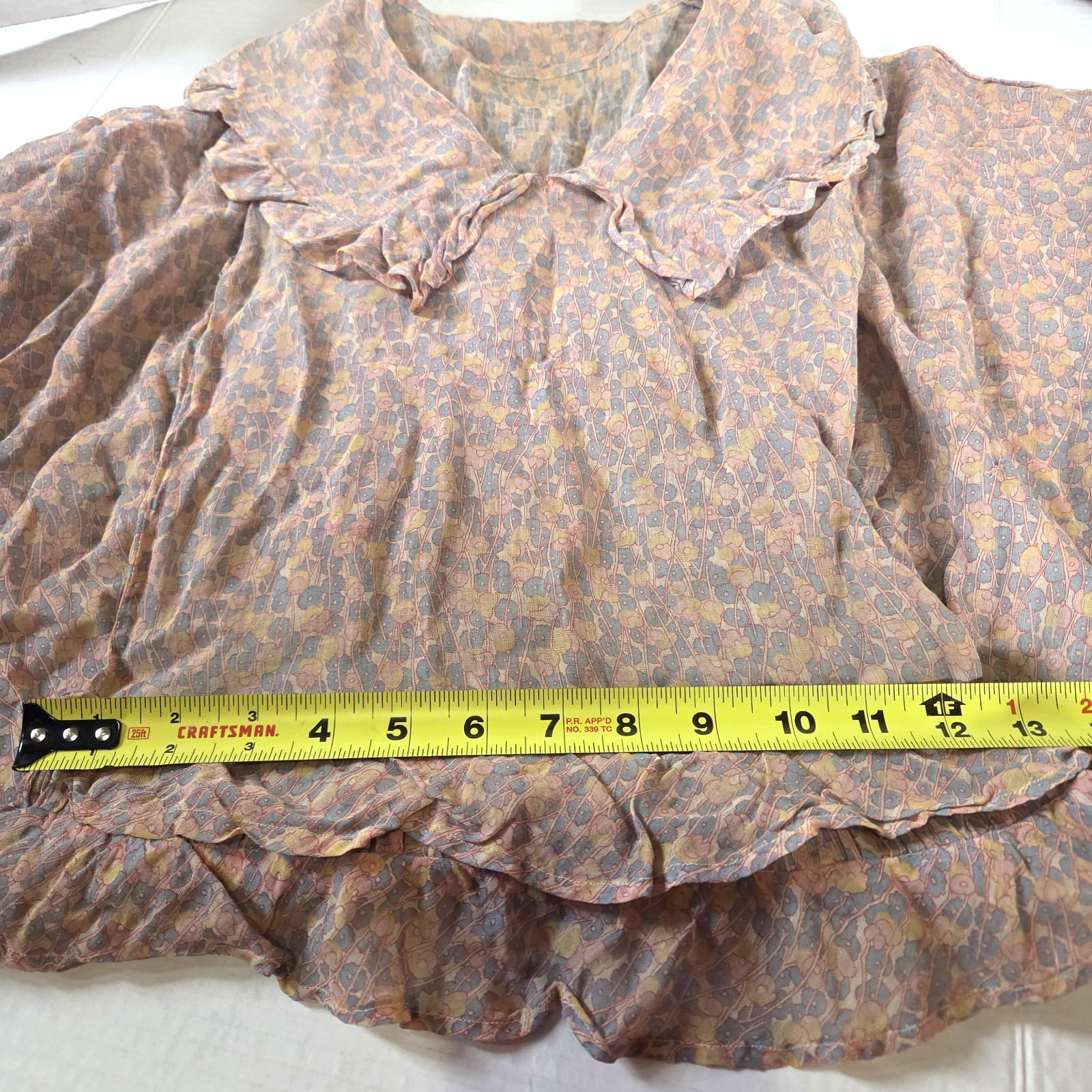 VTG 40s/50s Crepe Cocktail Dress Drop Waist Ruffles Pan Collar Size XS/0-2