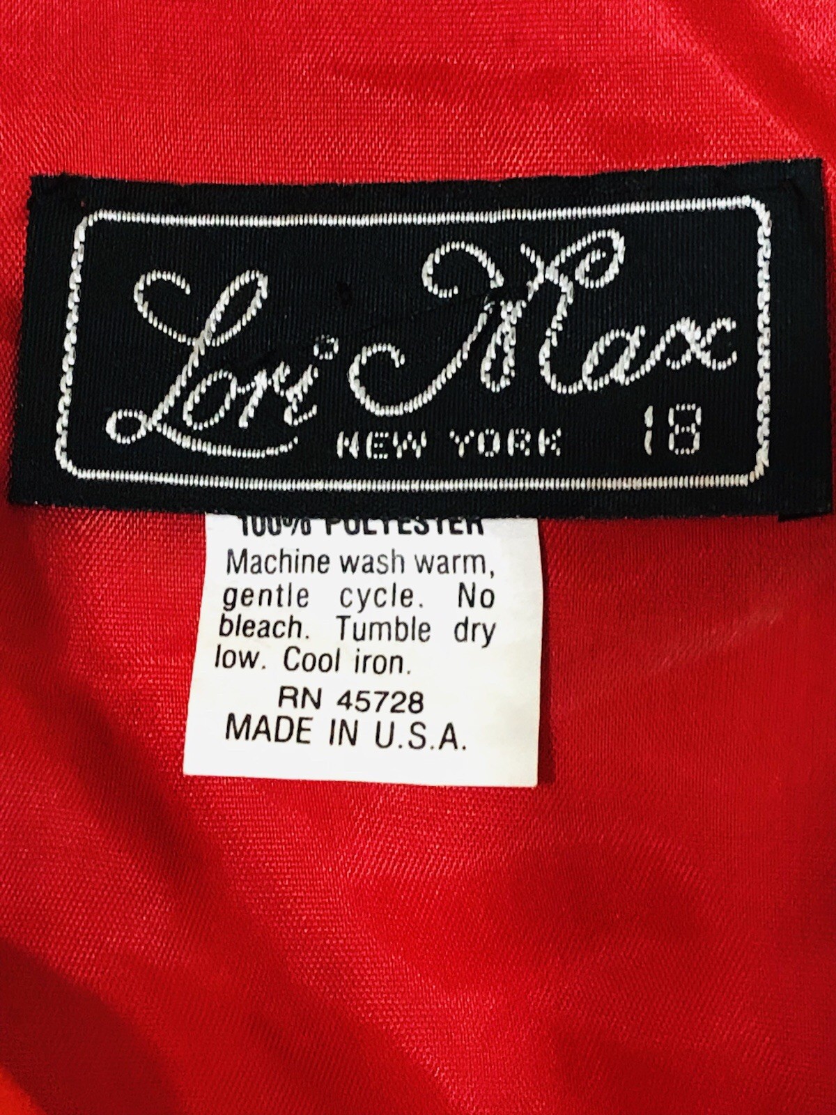 Vintage Lori Max Red Sequins Shoulder Pads V Nick Draped Rear Flowing Scarf Ends