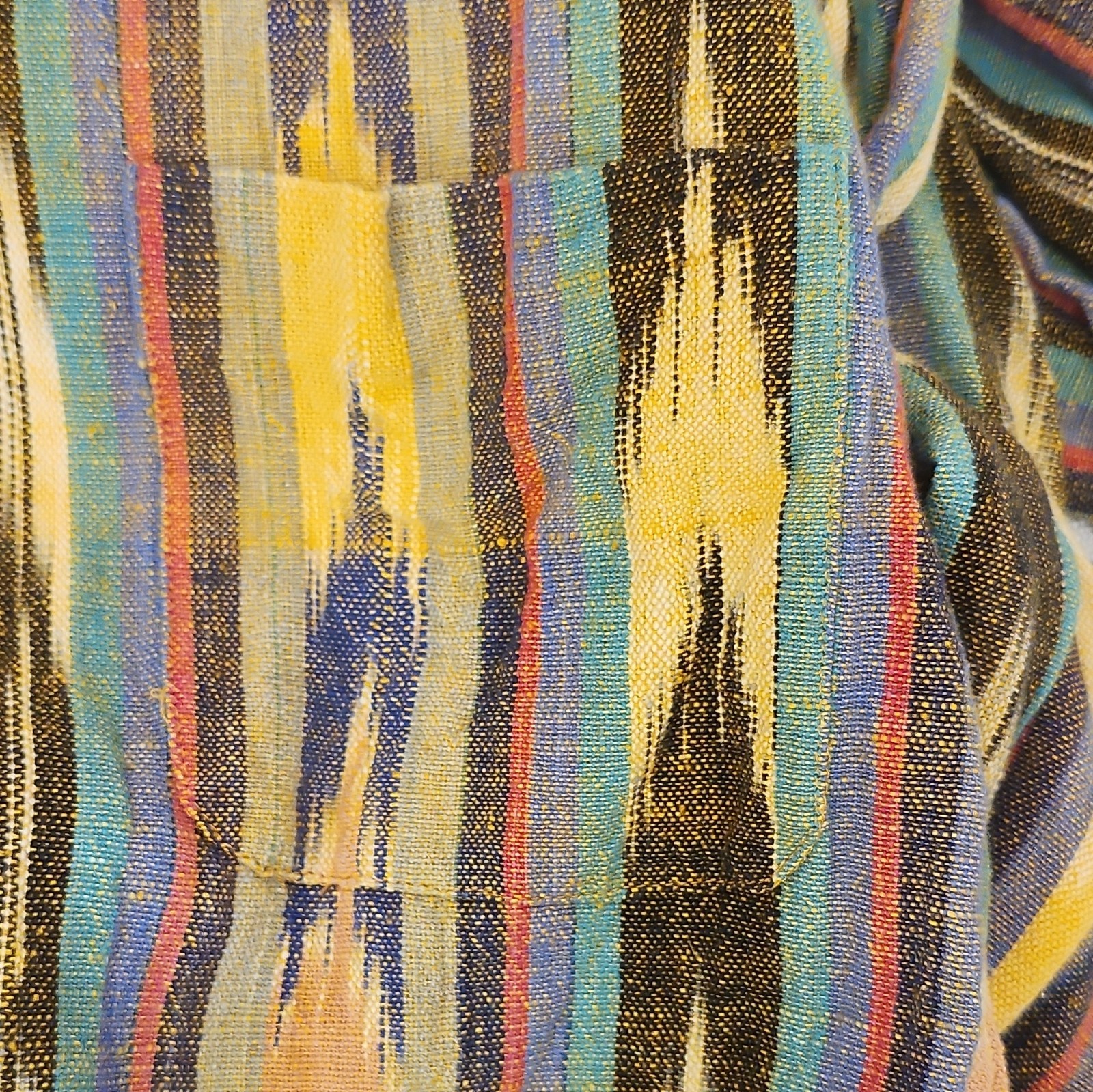 Multicolor Ikat Pattern Women&rsquo;s Jacket Long Sleeve Yellow Brown Blue Green Red