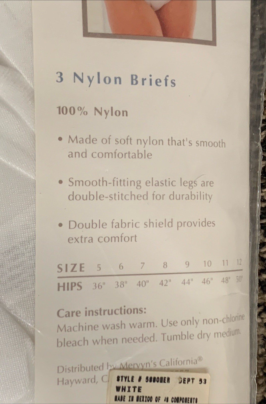 Vintage Mervyn&rsquo;s Partners Intimates 100% Nylon Brief Panties-NOS 3 Pack-Size 7