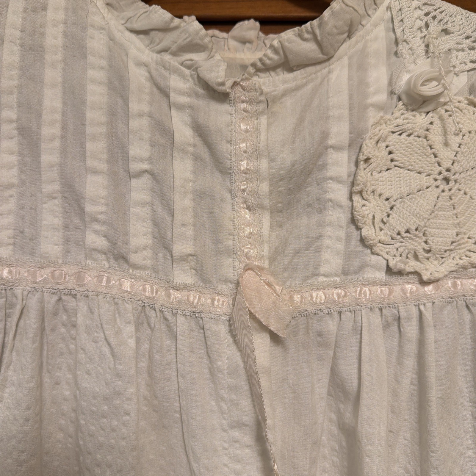 Upcycled Vintage Cottagecore Nightgown XL Shabby Chic Floral Lace Prairie Gown