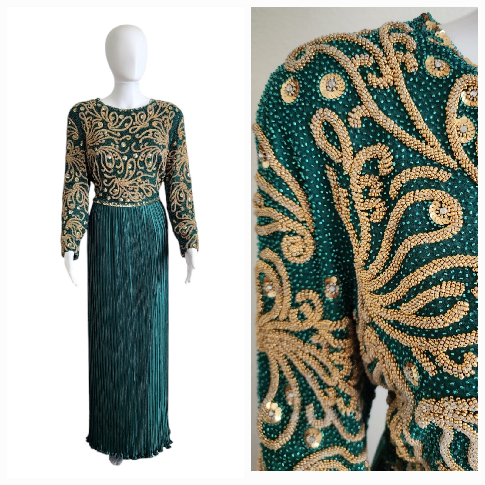 Vintage Lillie Rubin x George J.Couture Dynasty formal gown dress beaded sz 14