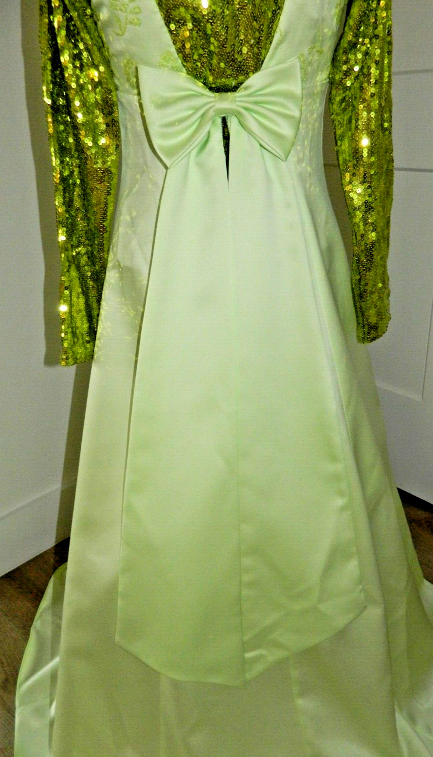 Vtg. Zum Zum Lime Green Sequin Special Occasion Prom Dress sz 5/6