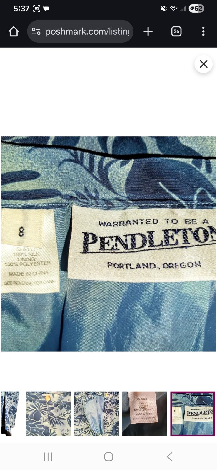 Vtg PENDLETON Womens 8 Blue Silk Floral Long Split Back Button & Zip Skirt NWT