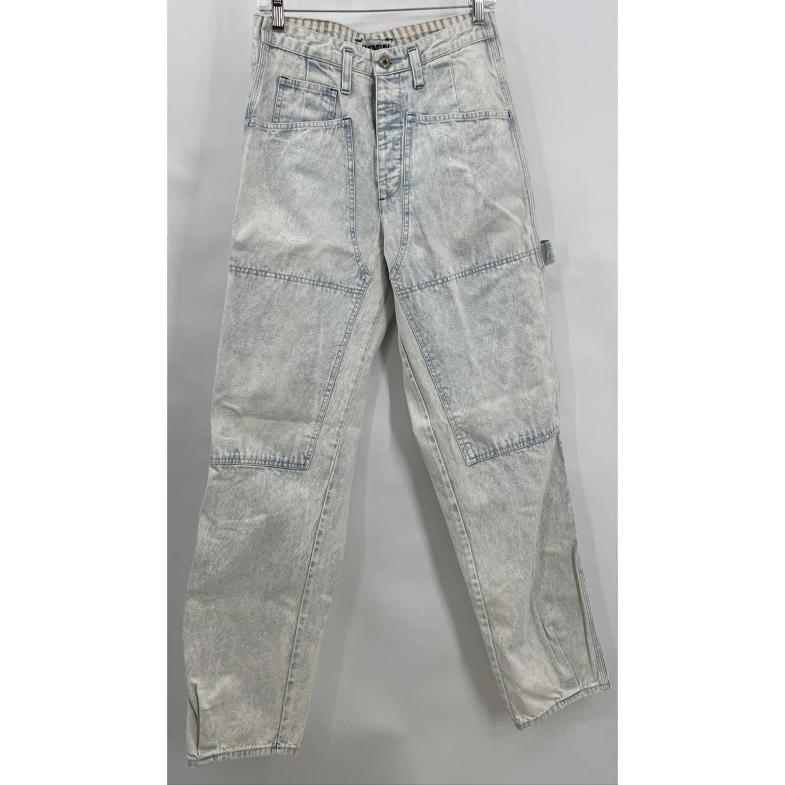 Unionbay Vintage Acid Wash Carpenter Jeans High Waist Button Fly