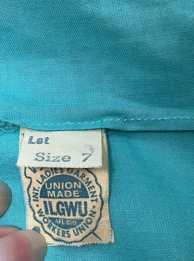 Vintage 1960s Aqua Floral Lined Sleeveless Sheath Dress Peck & Peck ILGWU Label