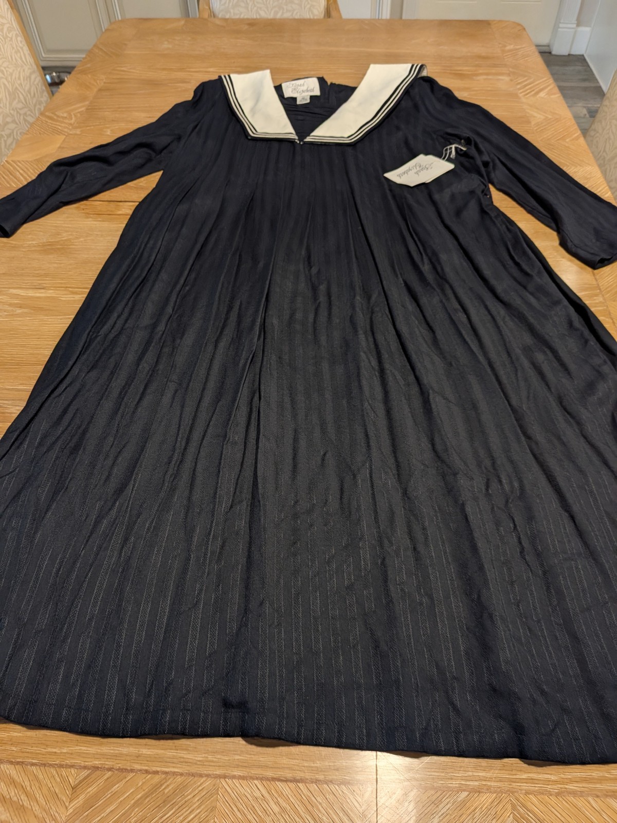 Sarah Elizabeth Women&rsquo;s 22W Navy Blue Sailor Collar Midi Dress Belted NWT
