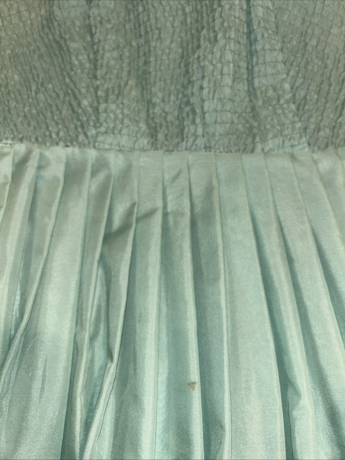 Vtg Women&rsquo;s 50s Sleeveless Seafoam Green Belted Party Dress Chiffon Pleats Sz 12