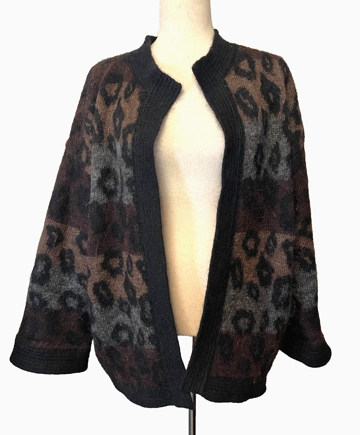 Vtg ESCADA Women&rsquo;s 40 Super Kid Mohair Cardigan Sweater Leopard Ombre Cozy Fuzzy