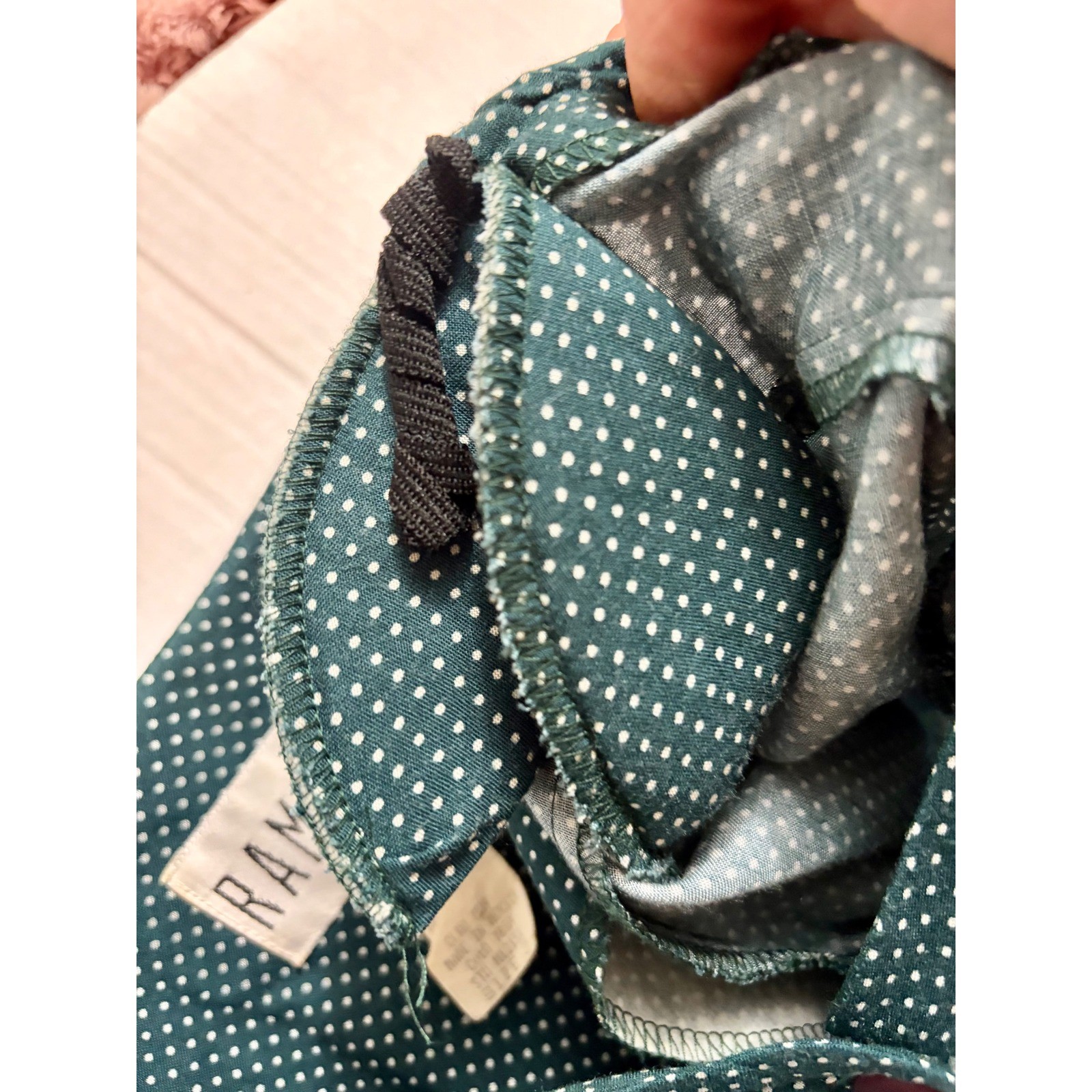 Vintage Rampage Teal Polka Dot Button Front Midi Dress Corsett Back 90s Size 3