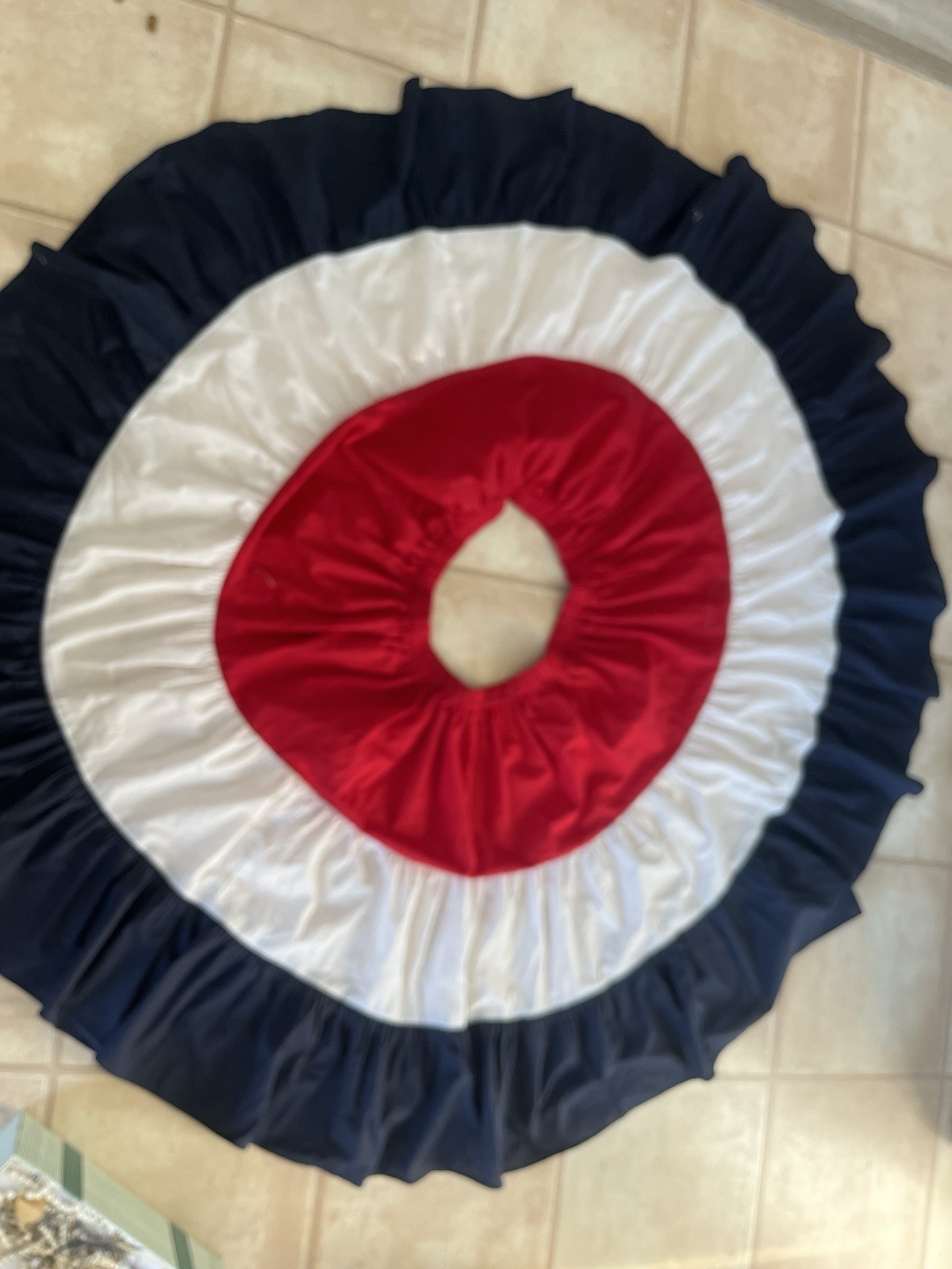 Vtg 50&rsquo;s Red White Blue Patio Skirt Full Circle Tiered Boho Americana Sz XL