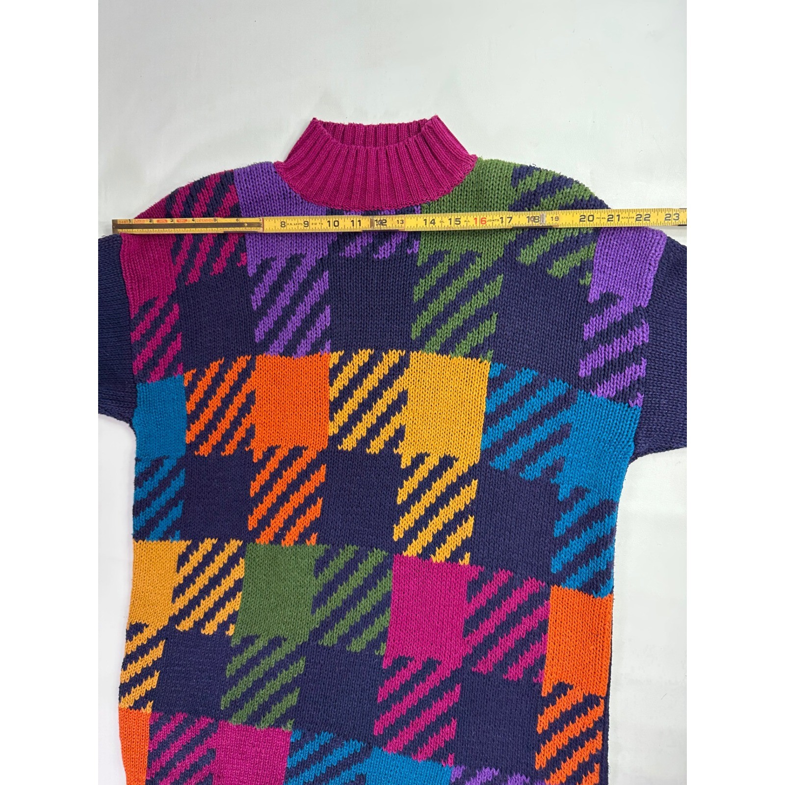 All Points Vintage 90s Colorblock Patchwork Mock Neck Sweater Y2K Medium