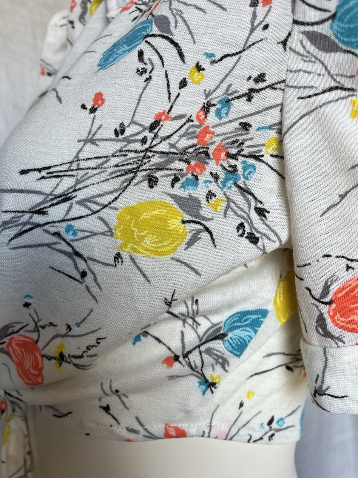 Vintage 70s Floral Crop Tie Blouse Summer Prairie Blooms Hippie Boho Cottage S/M