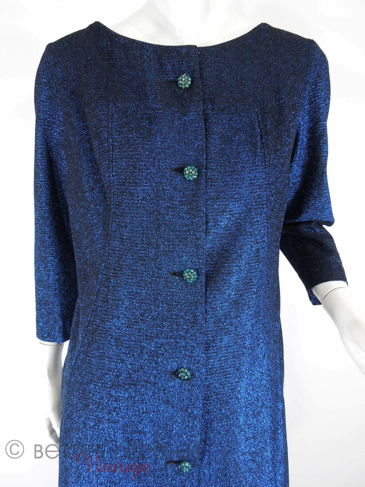 Vintage 60s Maxan Duster Coat in Sparkly Blue – med, lg