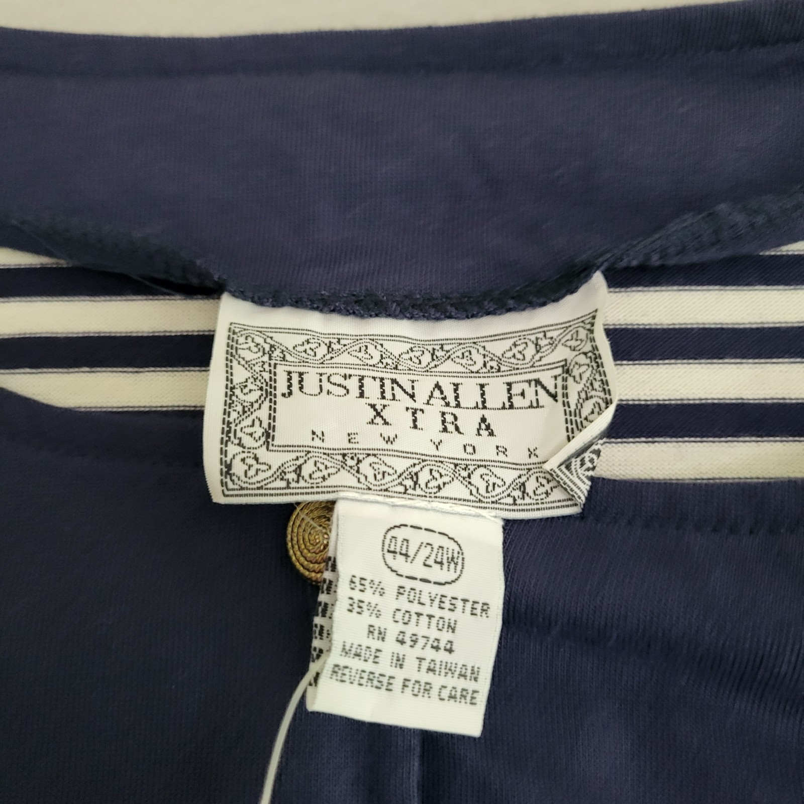 VTG Long Sleeve Striped Nautical Shirt Embroidered Anchor Women&rsquo;s 44/24W NOS