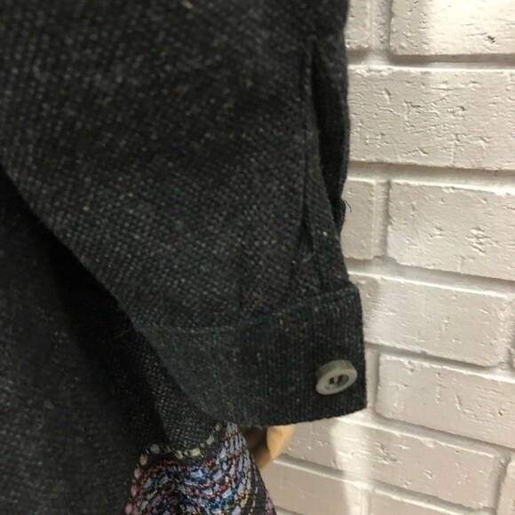 T. Garment Charcoal Grey Textured Button Front Tunic Jacket with Fringe Hem