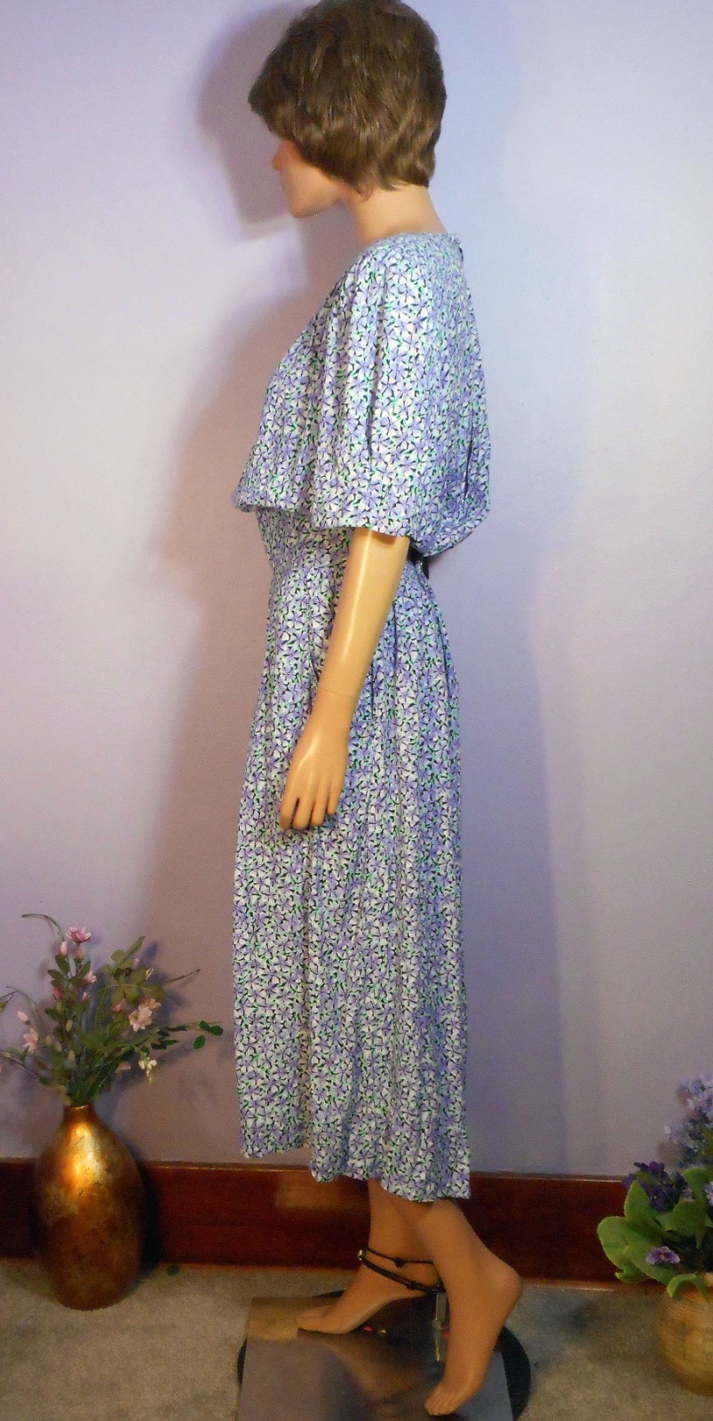Vtg Early ‘90s Karin Stevens (KSL) Cottagecore/Secretary Rayon Dress, Mod 11/12