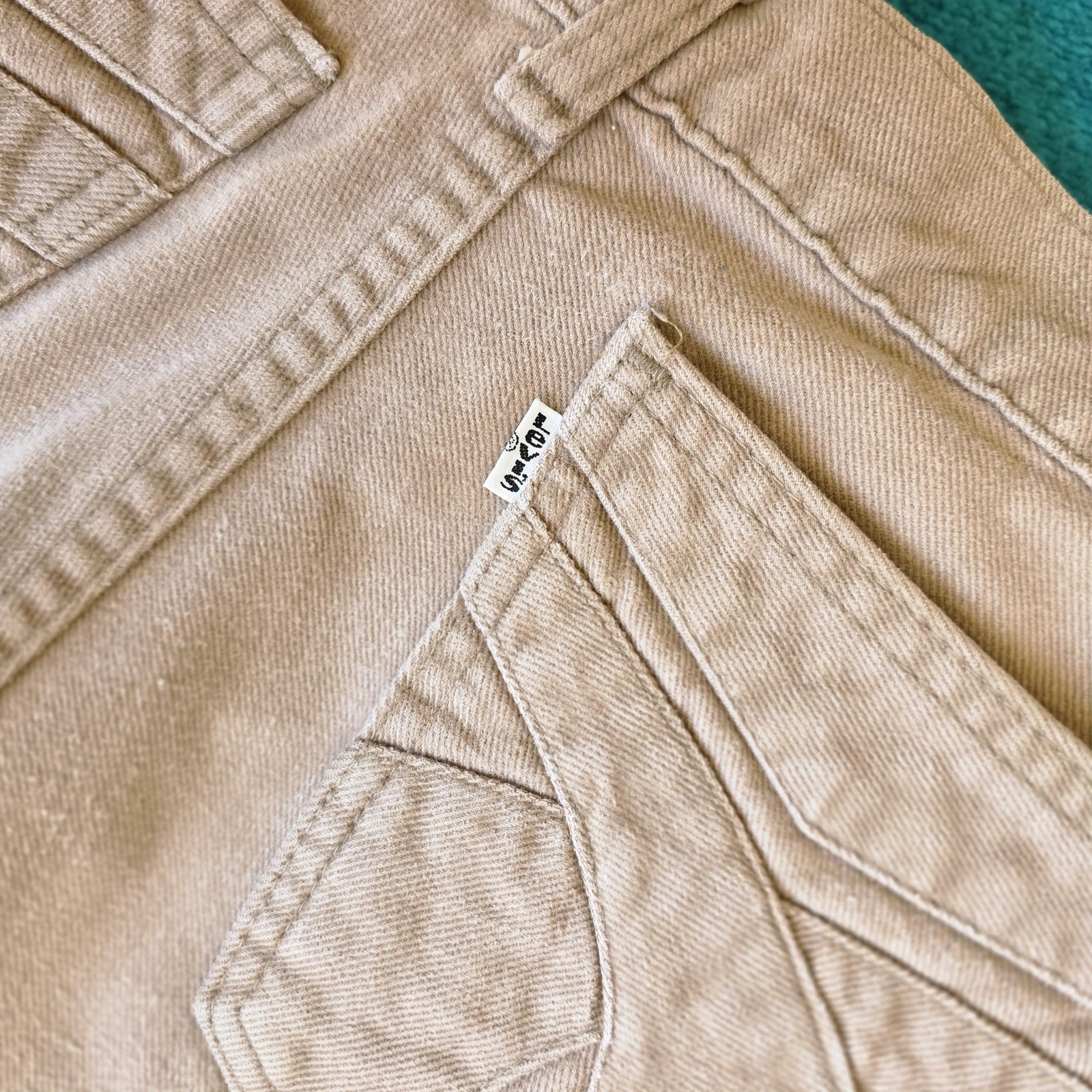 Vtg 70s Levi’s Flare Bell Bottom Beige Jeans Pants TAG Size 31 X 30 (29×26.5)