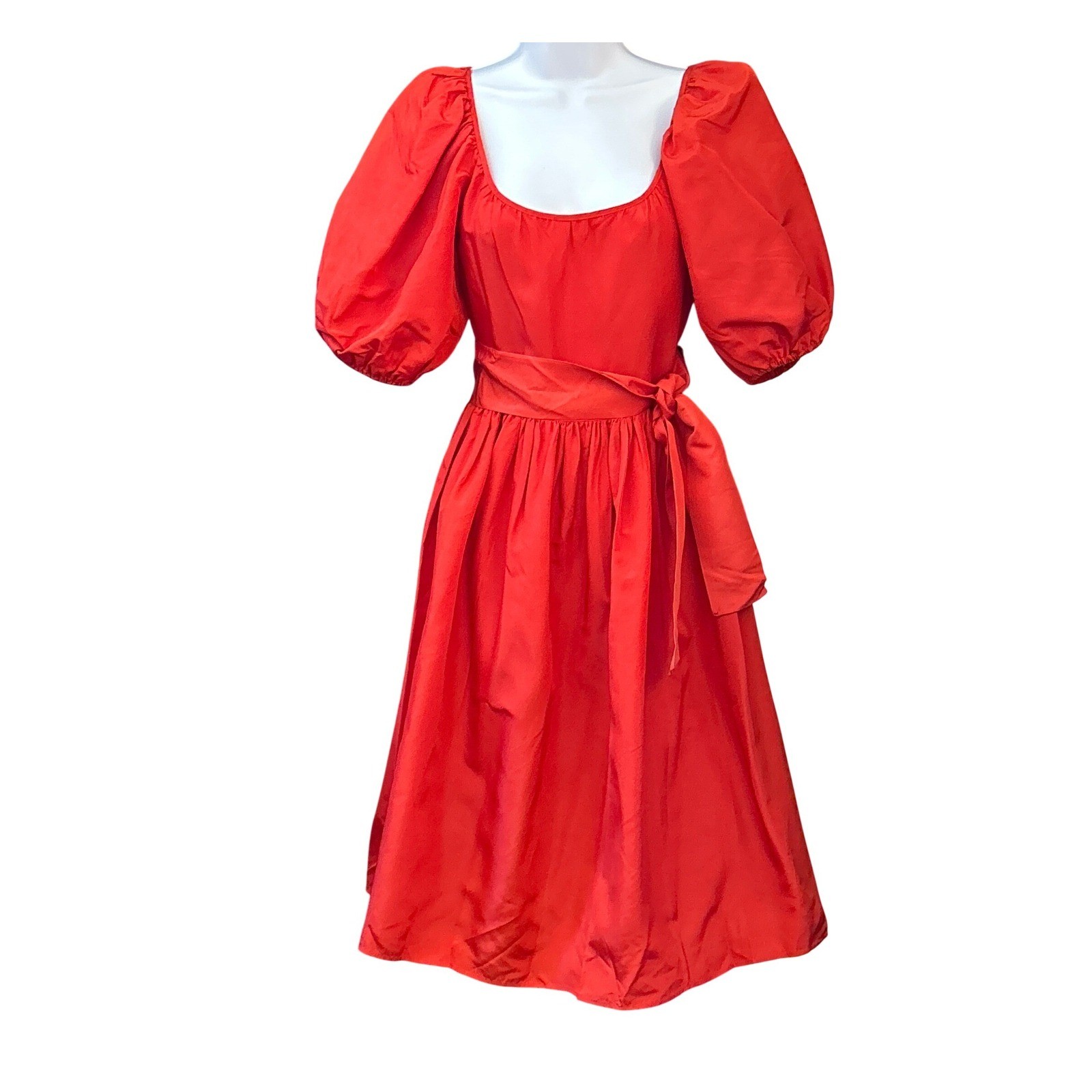 Vintage Red Puff Sleeve Midi Dress Regencycore Royalcore Holiday Valentine&rsquo;s