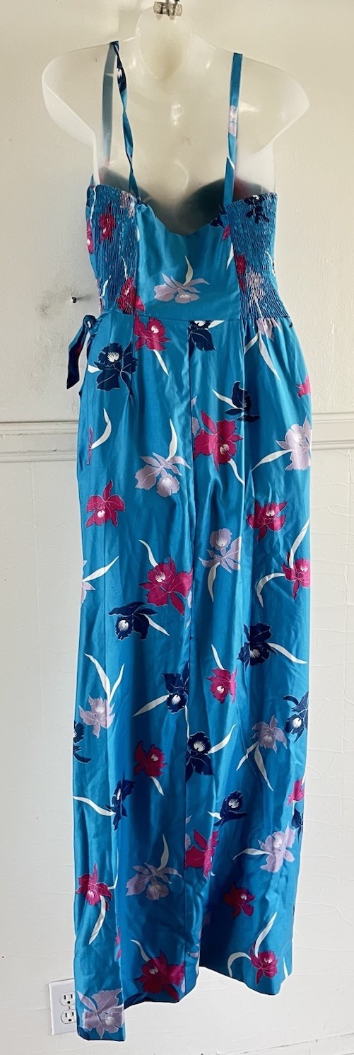 VTG 60&rsquo;s Kimo&rsquo;s Polynesian Shop Hawaiian 🌺 Turquoise Maxi Wrap Sarong Dress-14