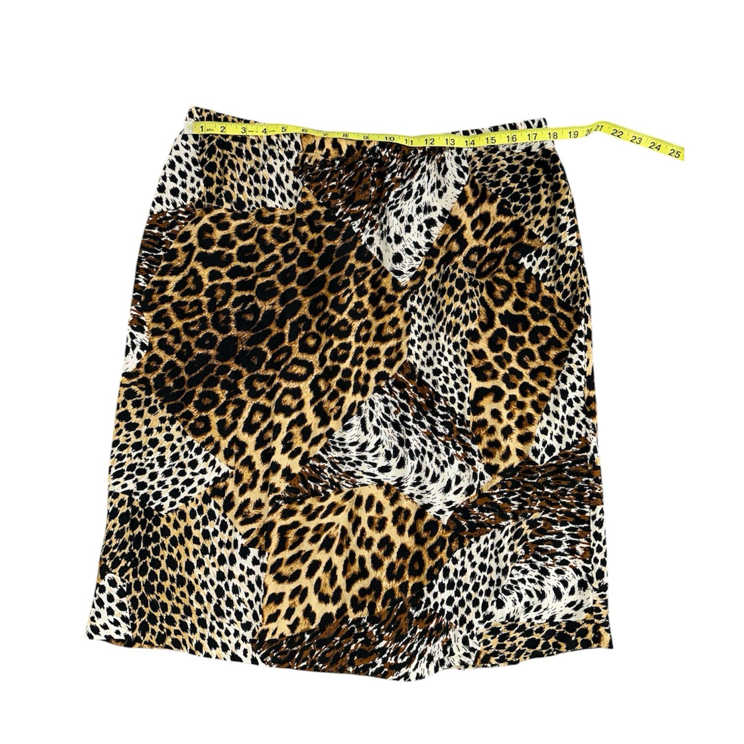 Vintage 90s S.L. Fashions Patchwork Leopard Print Skirt Size 22 Made In USA