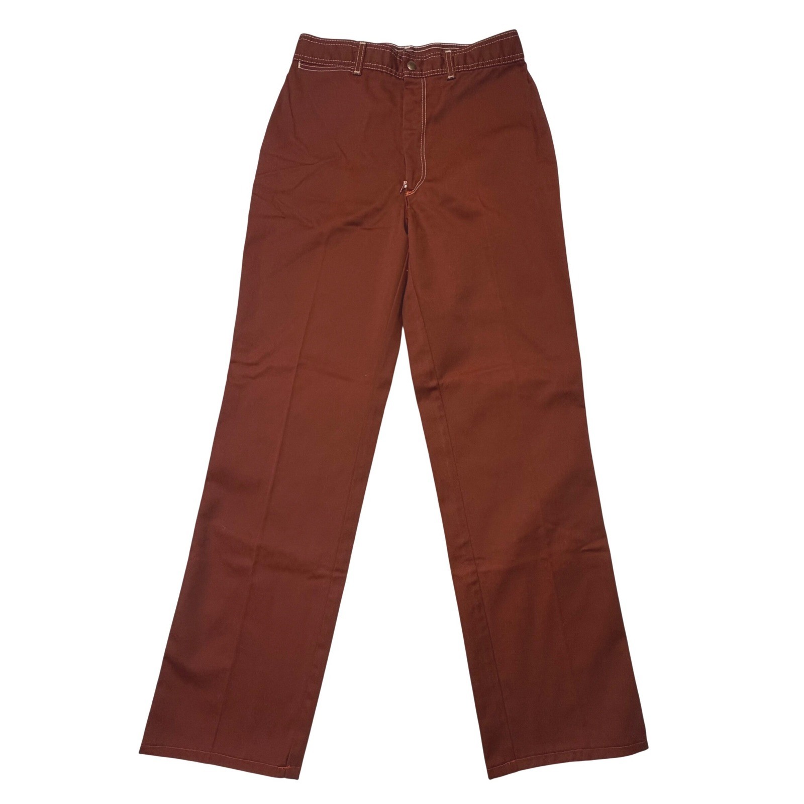 Pizzazz Rust Brown Vintage Western High Rise Straight Leg Pants Size 12 USA 70s