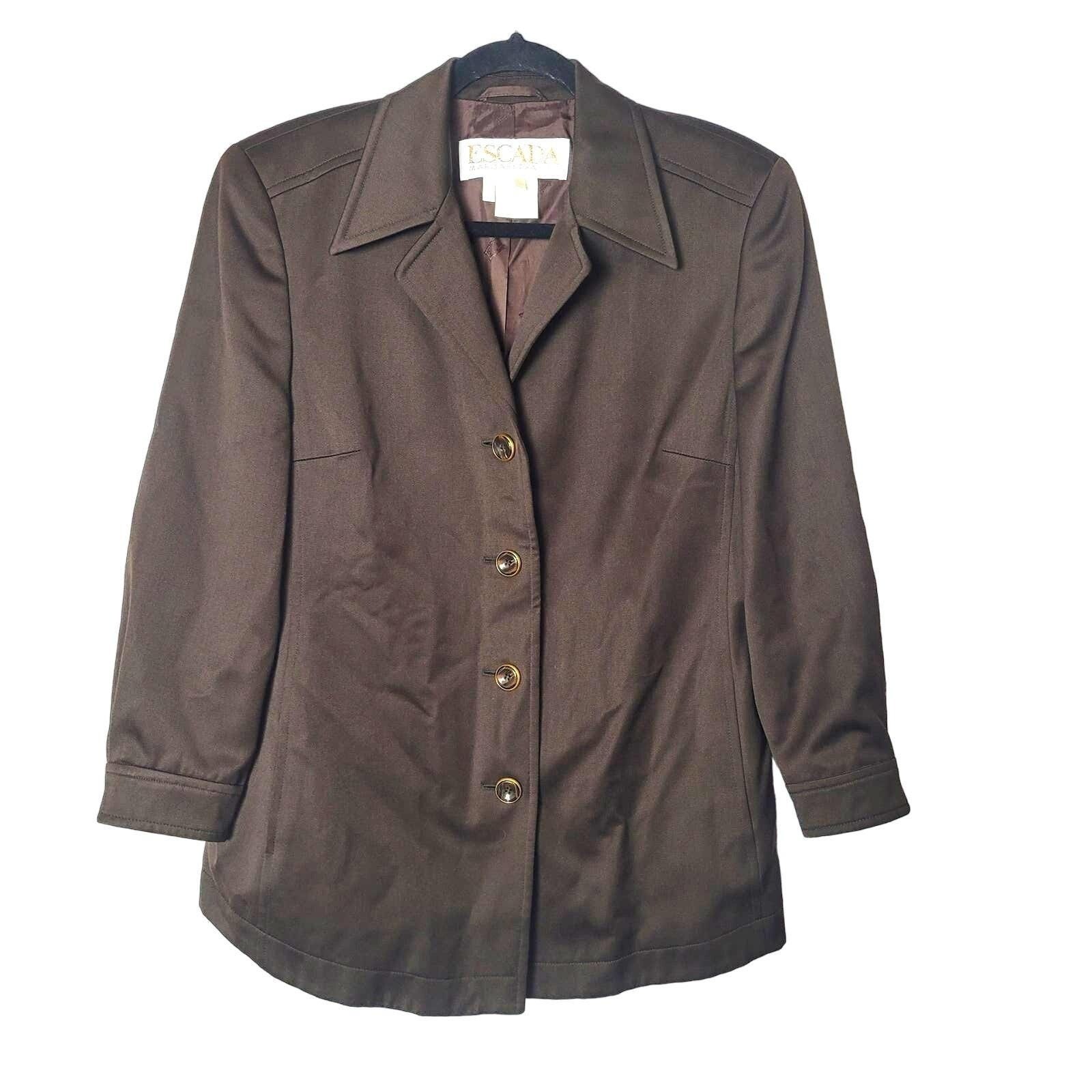 ESCADA Margaretha Ley Brown Wool 4-Button Blazer Jacket Womans Size 40