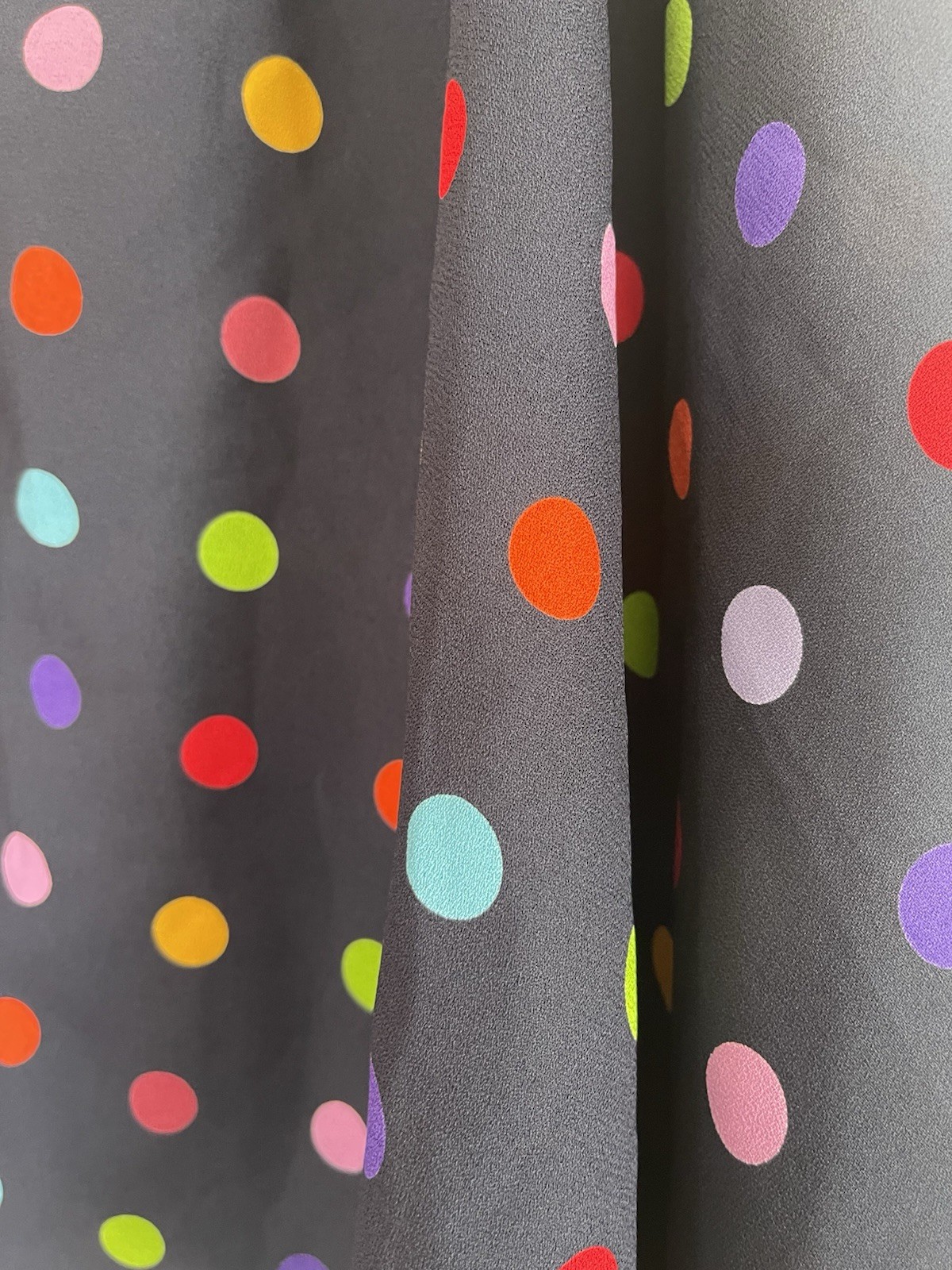 Vintage Leslie Fay A-Line Skirt Size 8 Petite. Elastic Waist, Midi Polka Dots