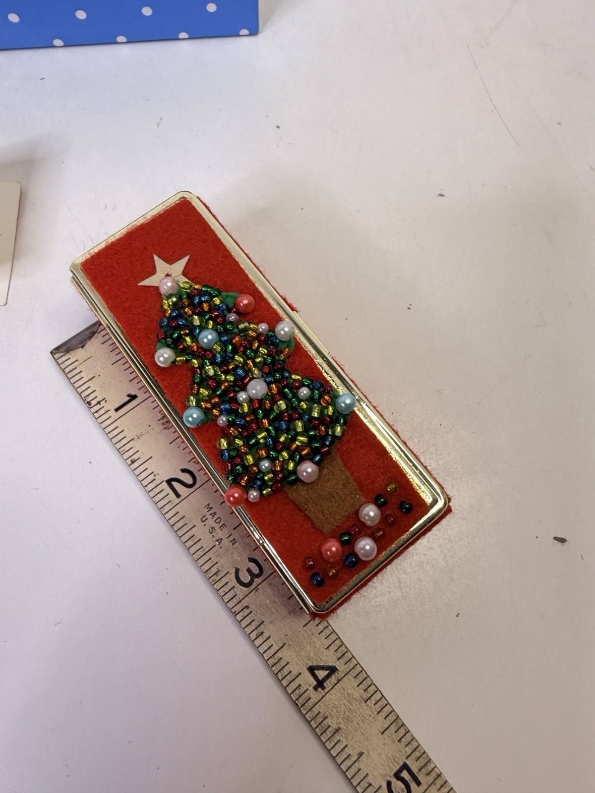 RARE Michael Simon Christmas Lipstick Case Ugly Sweater Style Beaded Sequins