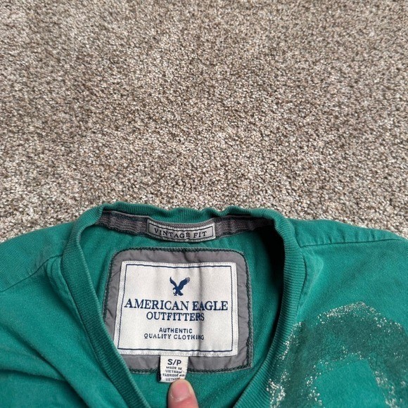GREEN AMERICAN EAGLE « VINTAGE FIT » PATCHWORK TEE
