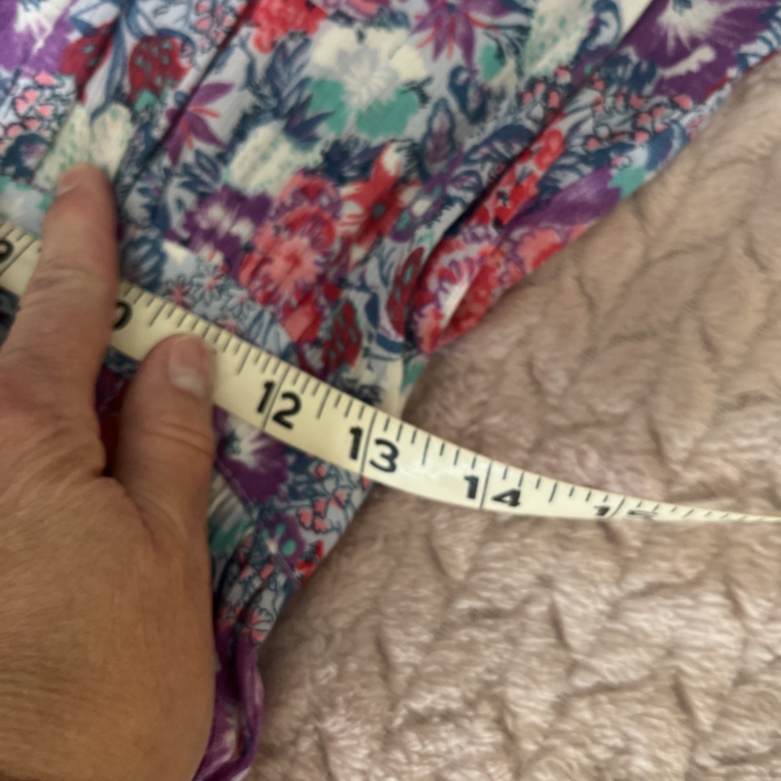 Vintage 1980&rsquo;s Janet Simmons Purple Floral Rayon Knee Length Dress Size 8 Retro