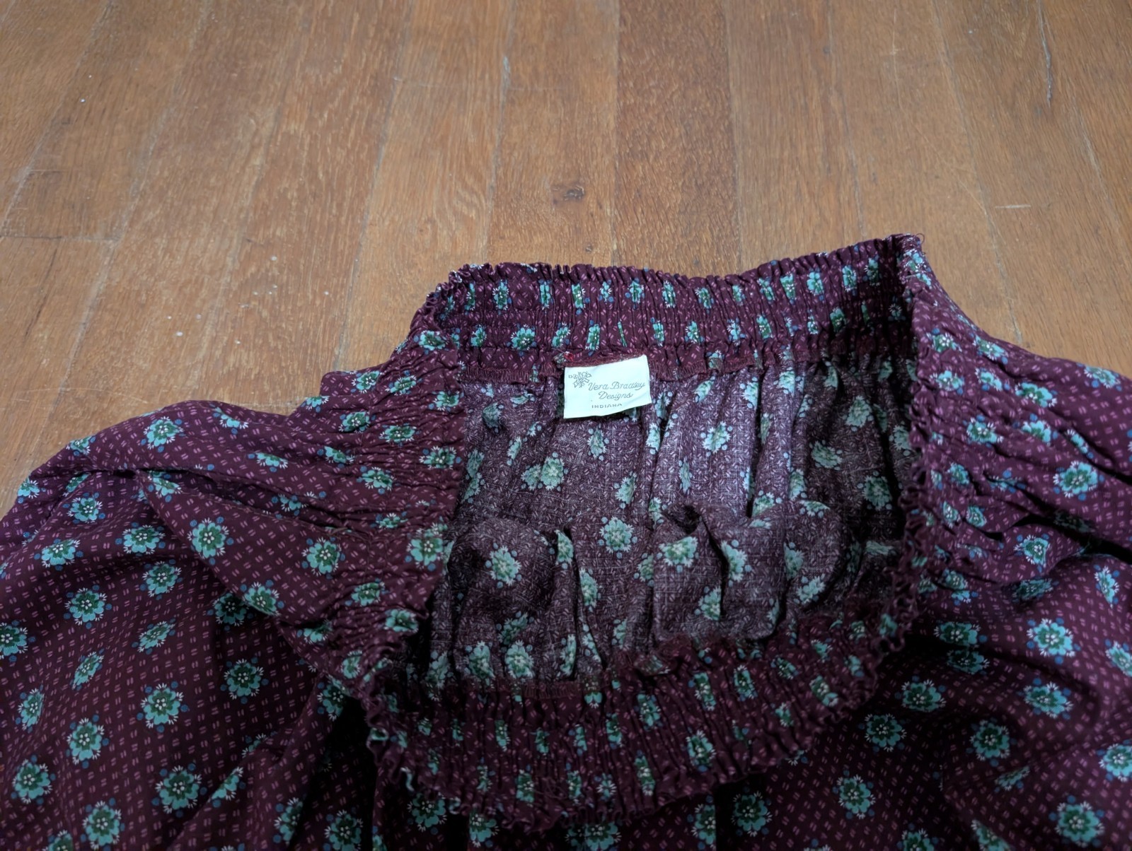 Vintage 80s Vera Bradley Quilted Jacket Tank Skirt & Sash Set Medium Maroon