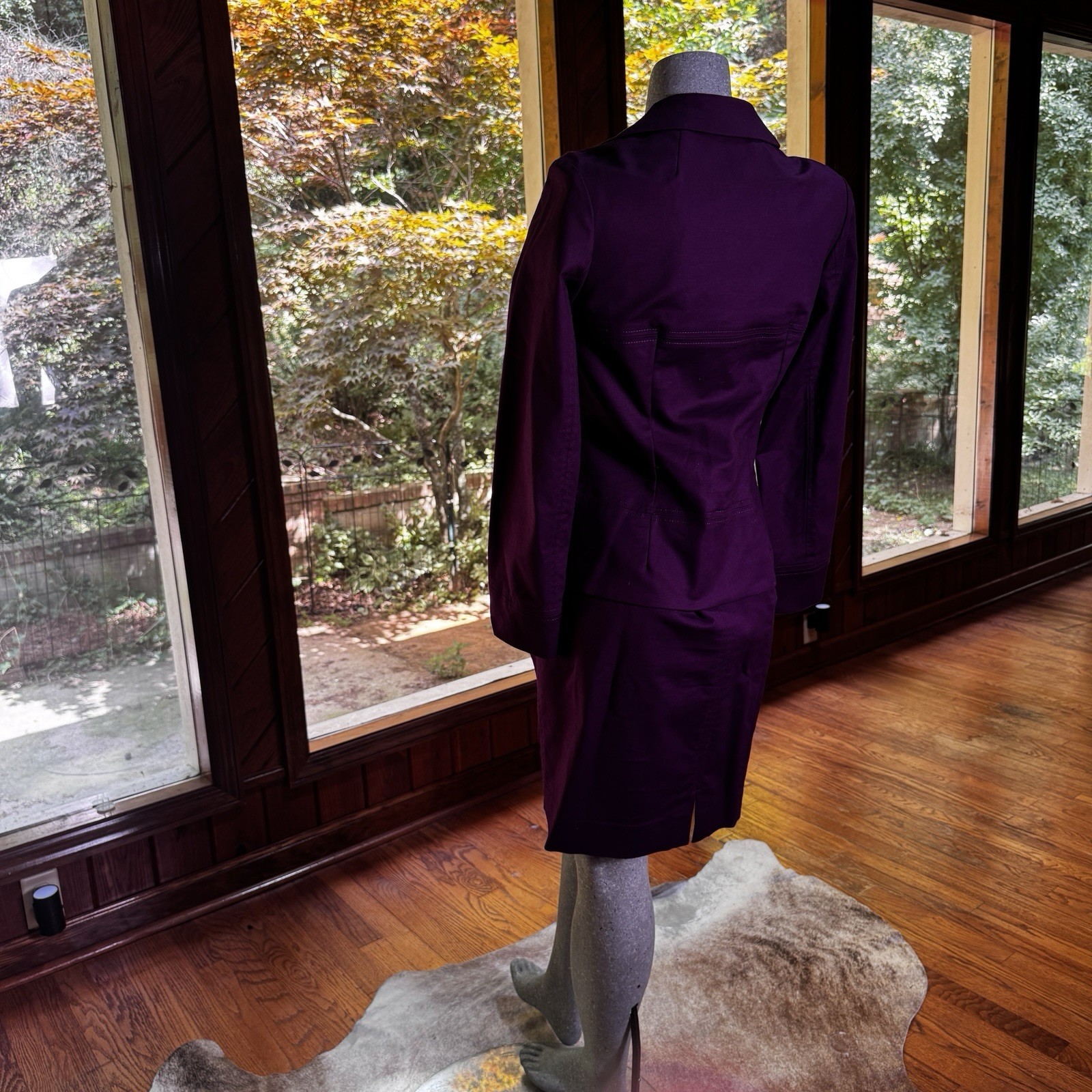 Vintage Pendleton Womens Purple Plum Cotton Skirt Suit Set Size 8 Academia