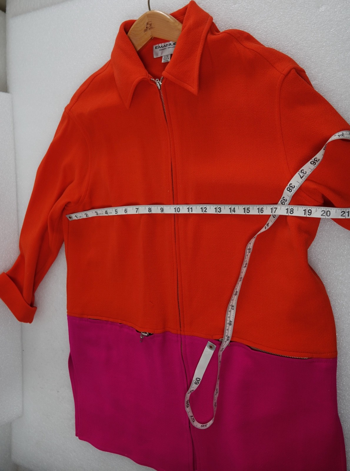 VINTAGE WOMANS EMANUEL UNGARO ORANGE COLORBLOCK 1960&rsquo;S JACKET 4/38