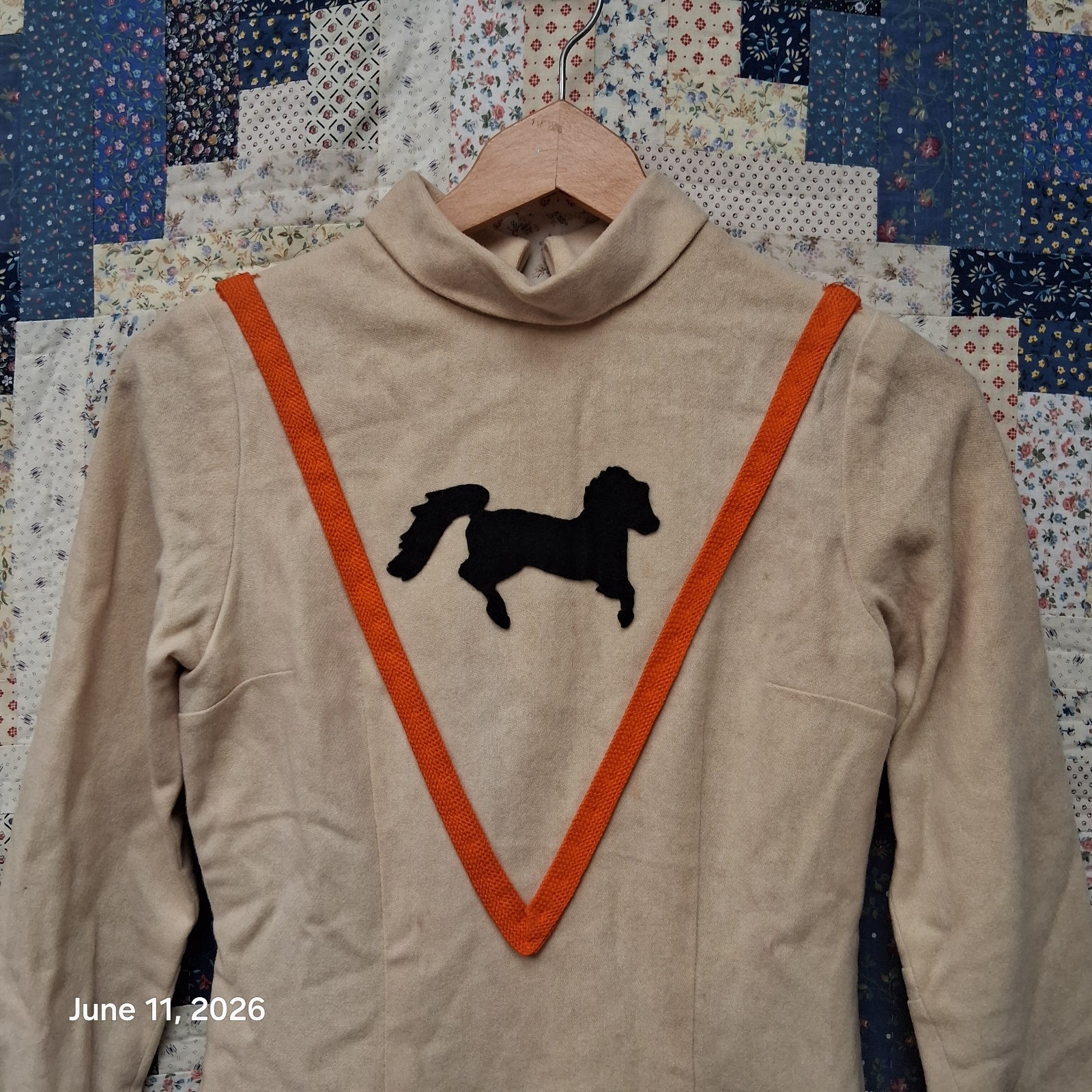 True Vintage 60s Mod Cheerleader Uniform Dress Pony Horse Appliqué Talon Zip
