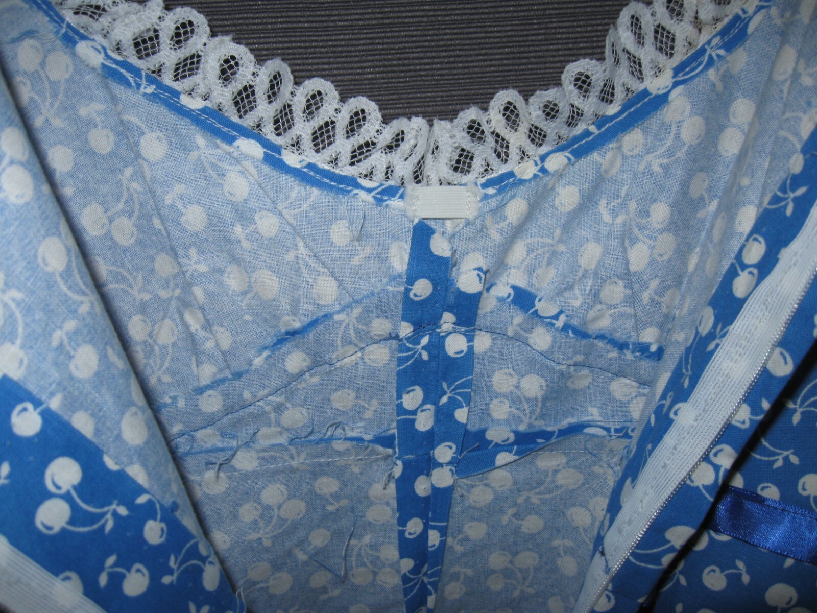 Vintage handmade long Maxi Prairie Dress Cherry Pattern w/Bag Cottage Core Farm