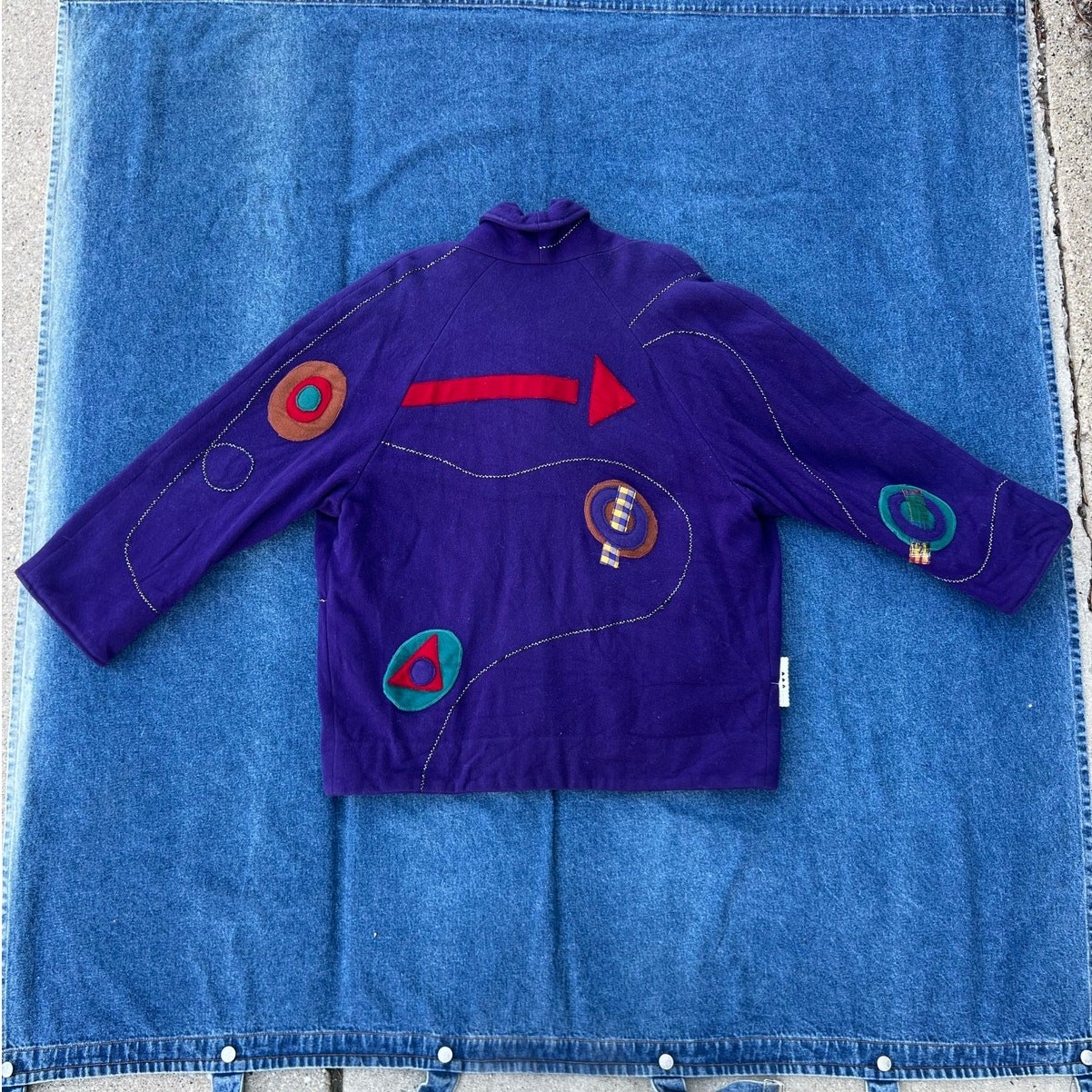 90s Canvasbacks abstract patchwork wool coat